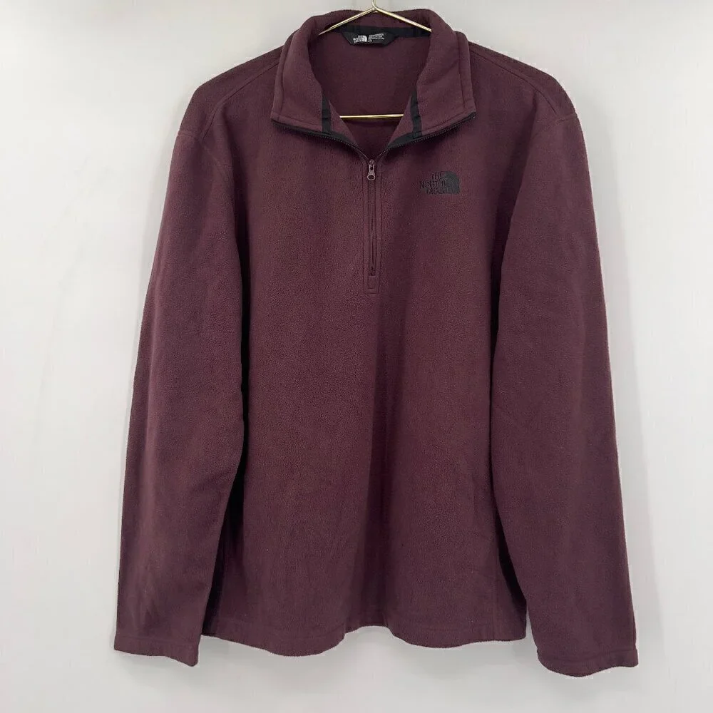 The North Face Mens Burgundy 1/4 Zip Long Sleeve Mock Neck Size L